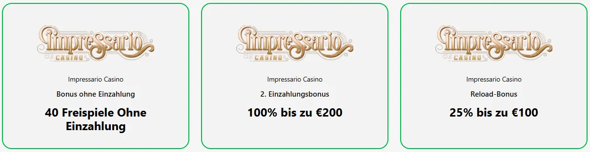 Impressario Casino bonus